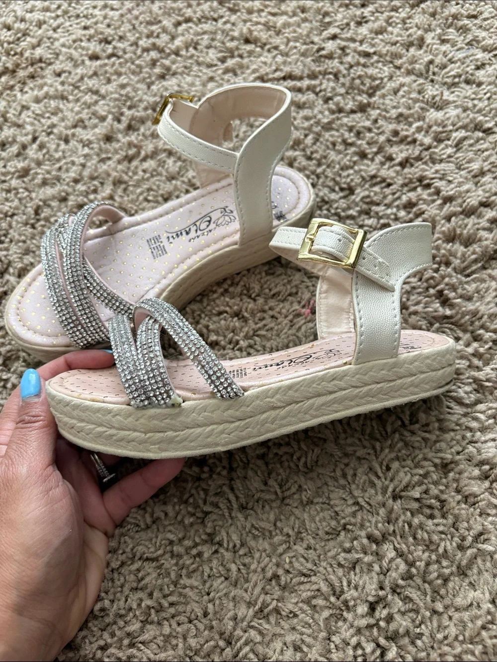 Girls' Sparkle Rhinestone Ankle-Strap Sandals - Champagne
